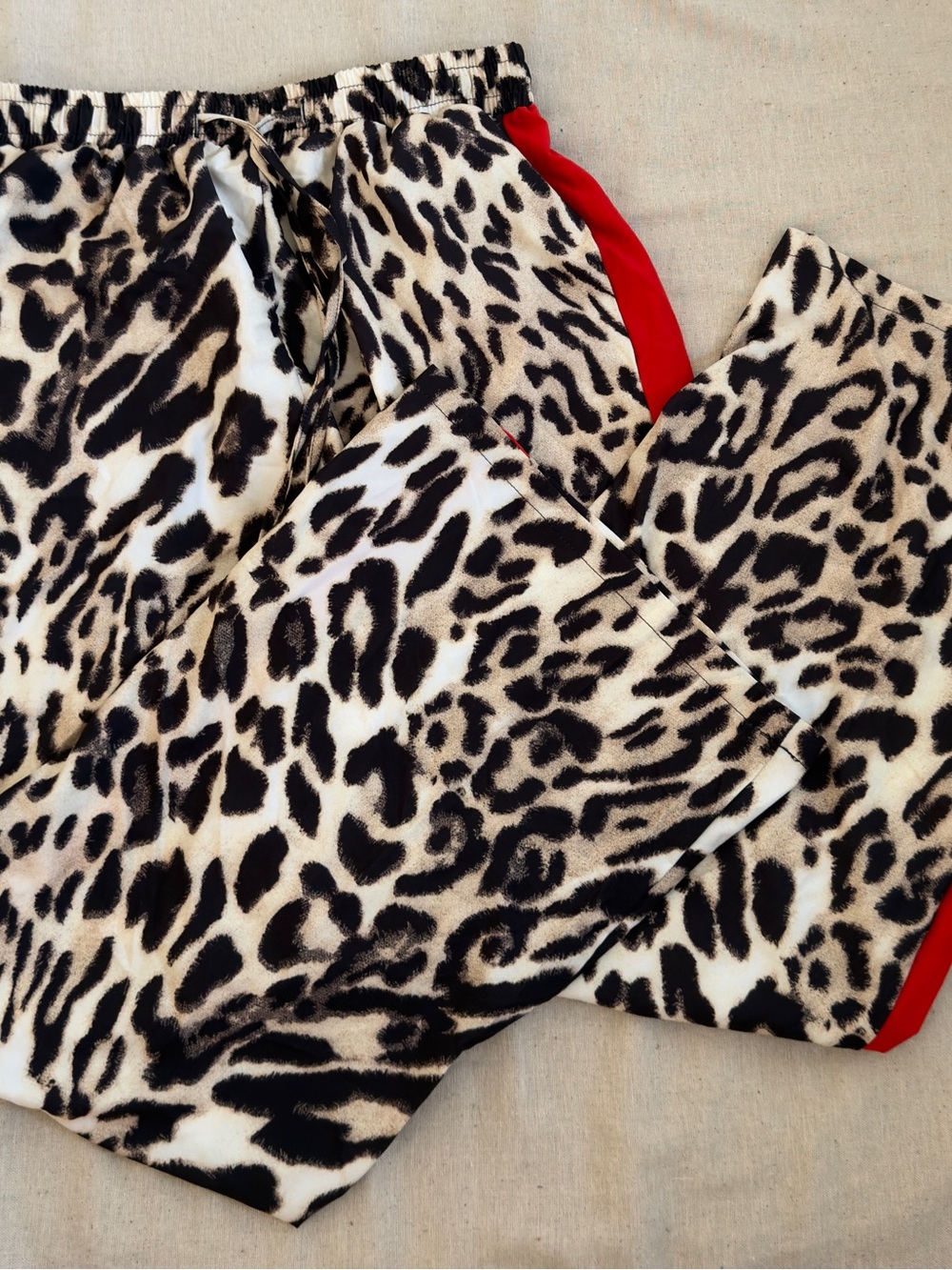 Leopard Print Sleep Pants with Red Trim - Women Intimates